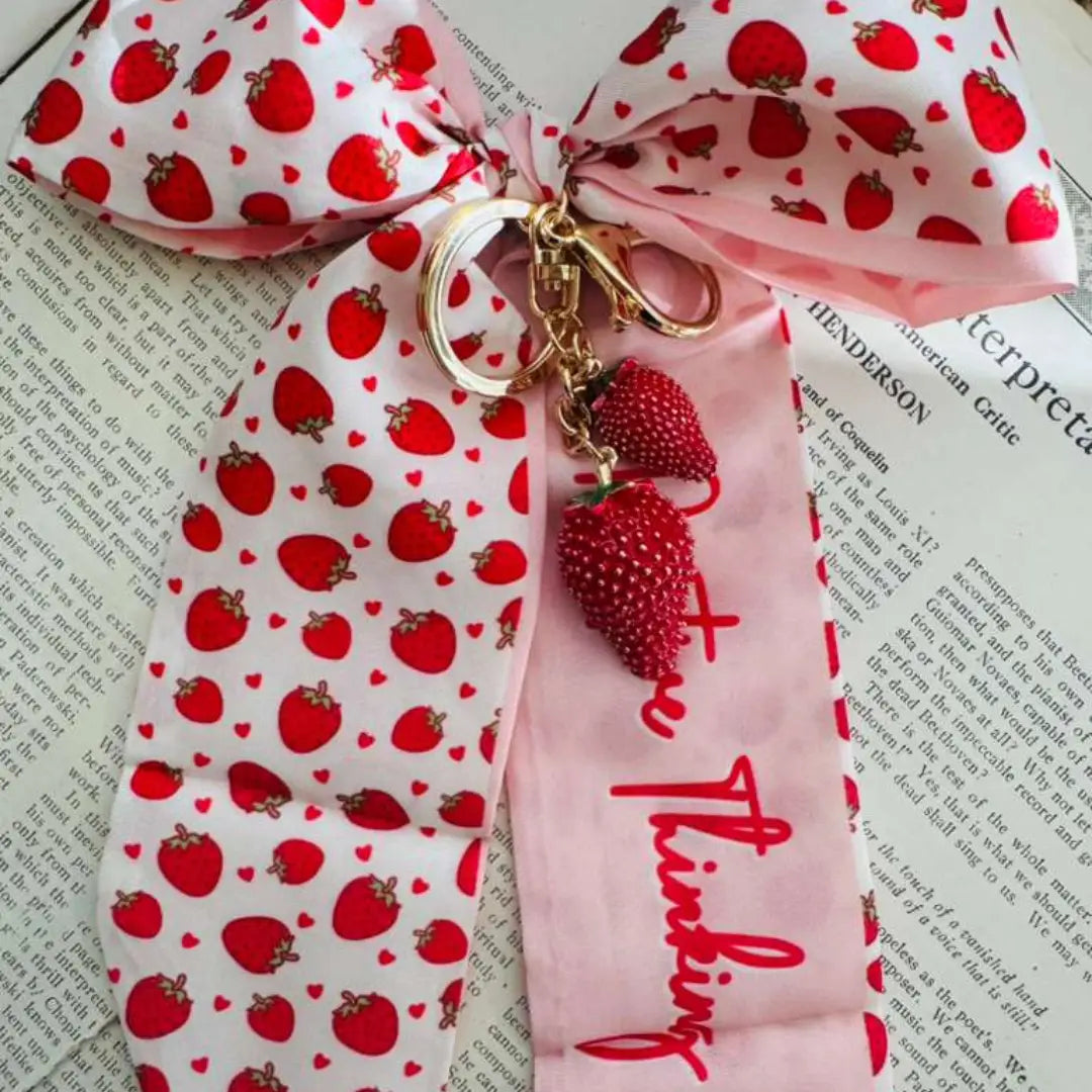 Spring Strawberry Bow Keychain & Bagcharm Set-W