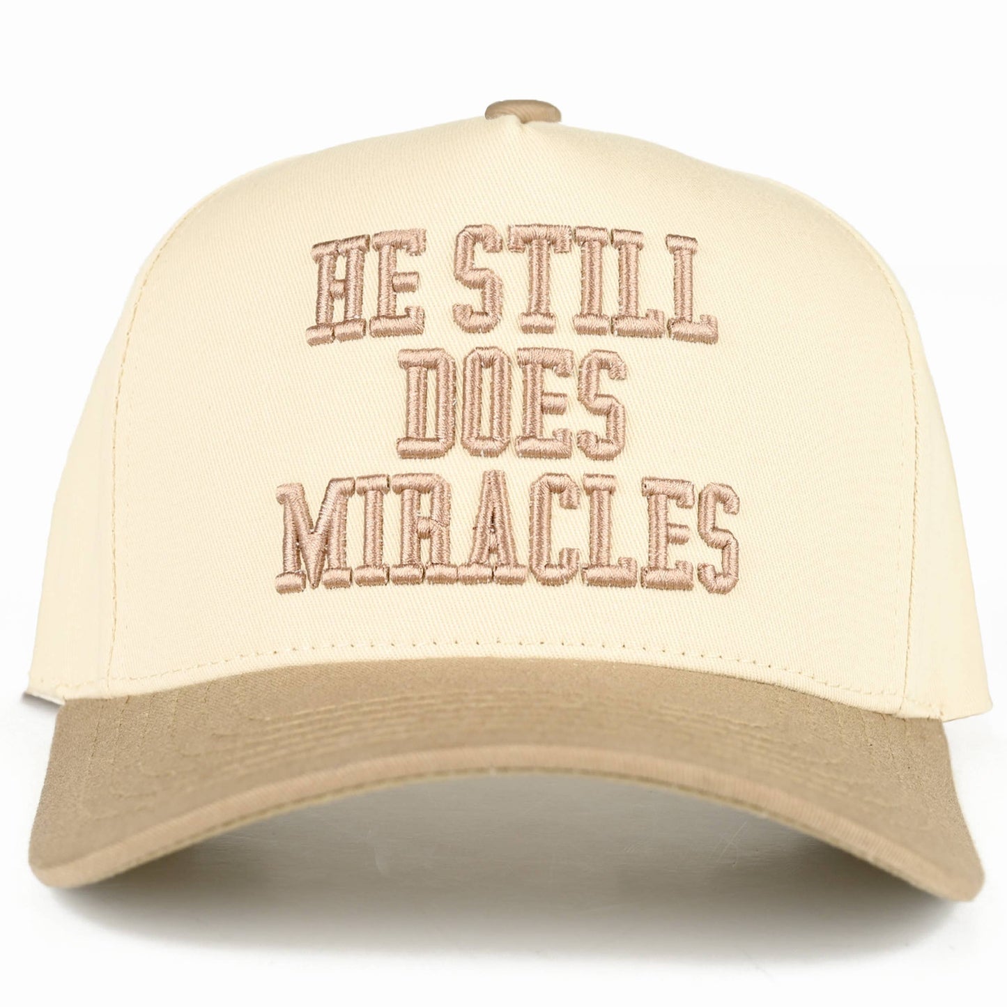C.C HE STILL DOES MIRACLES Letter Two Tone Trucker Hat