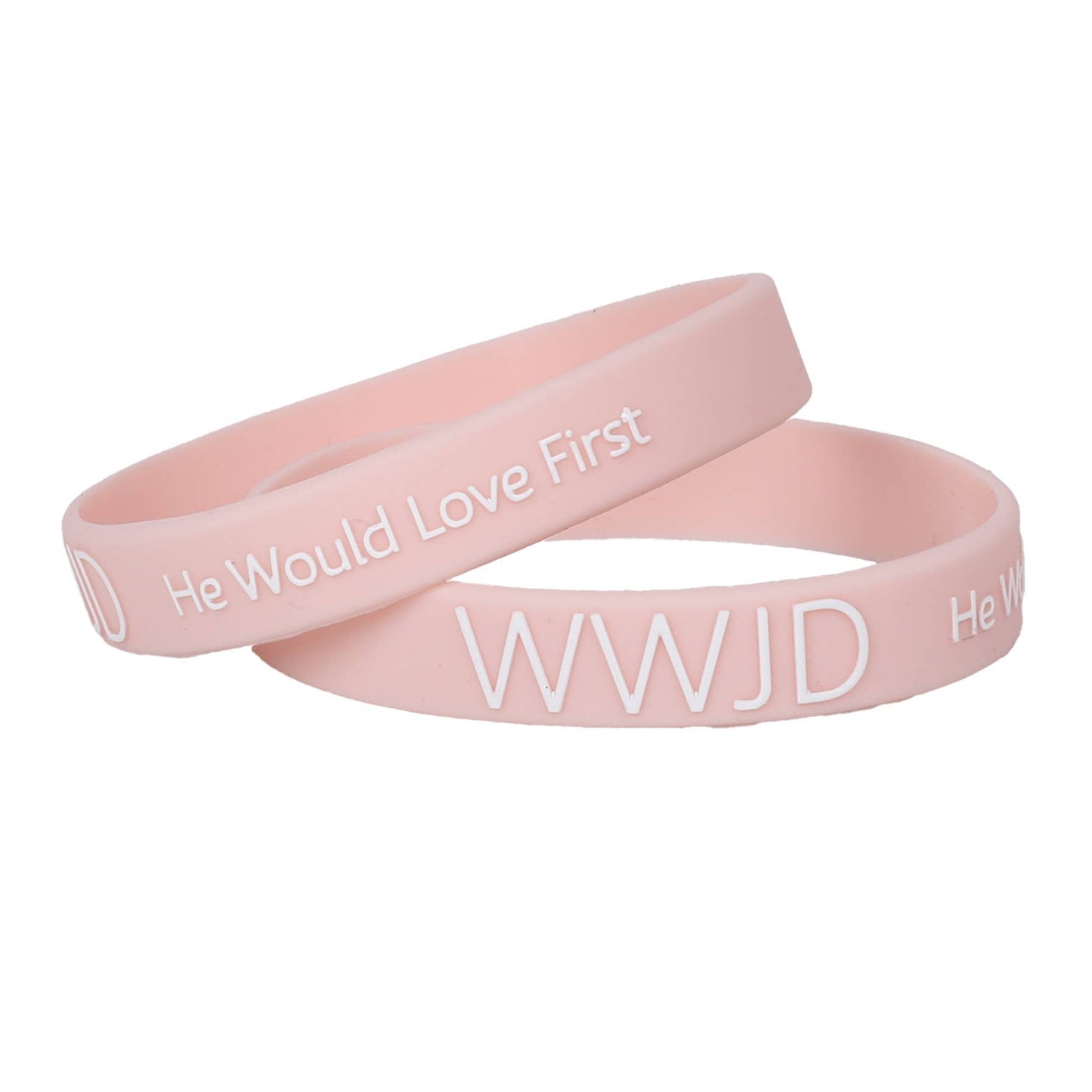 Silicone Bracelet - WWJD He Would Love First - Blush - Pk12