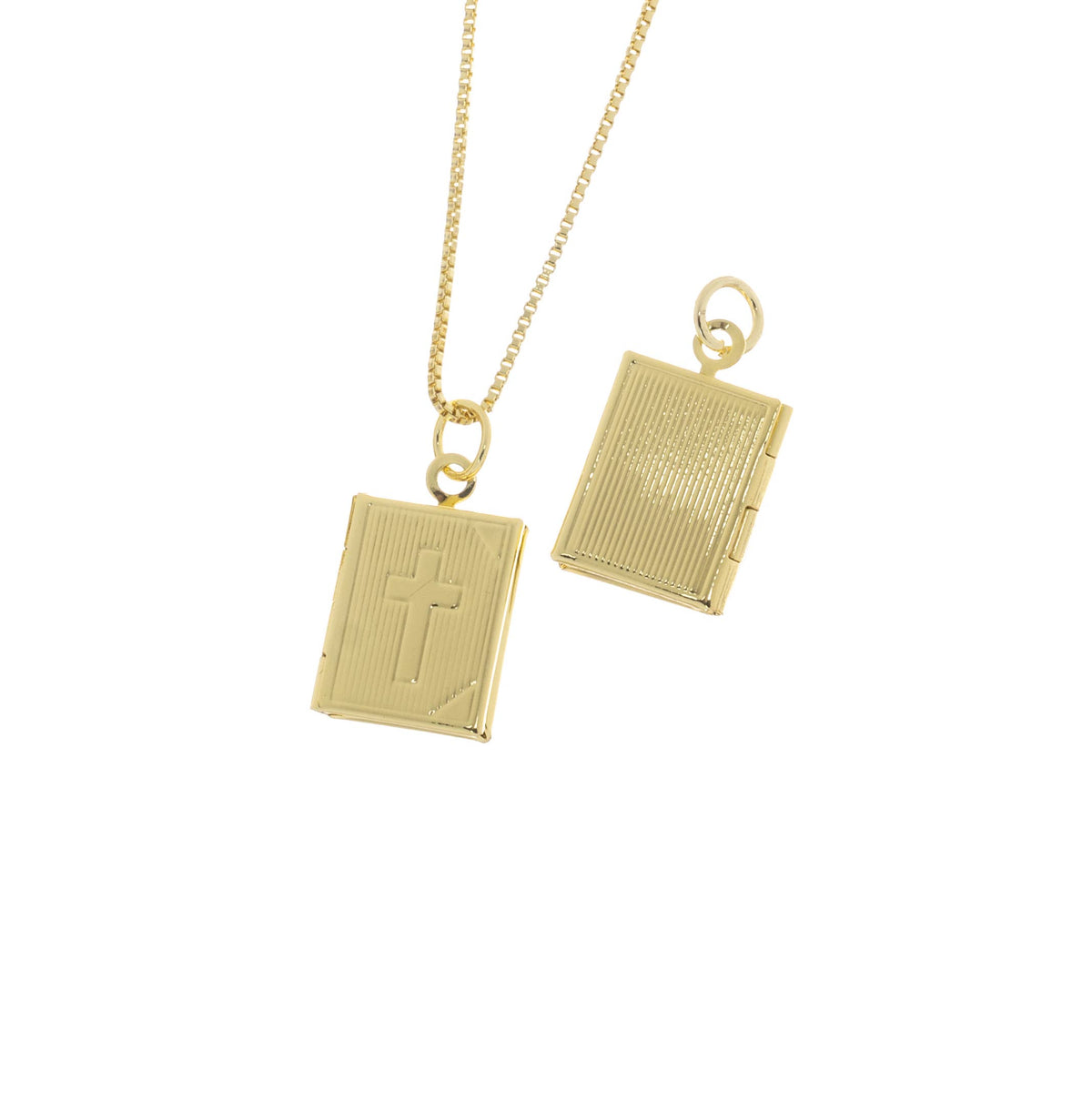 Gold Cross Locket Charm, photo locket for Necklace CPG2948