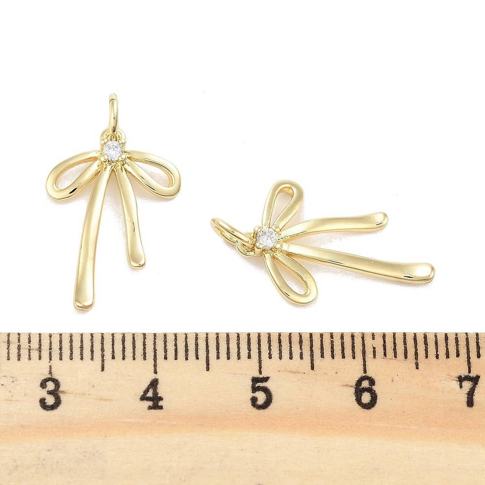 18k Gold Plated Brass Bow Charm