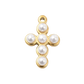 18k Gold PVD Stainless Steel Pearl Cross Charm