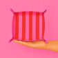 Preppy gift jewelry trinket tray | pink & red stripe