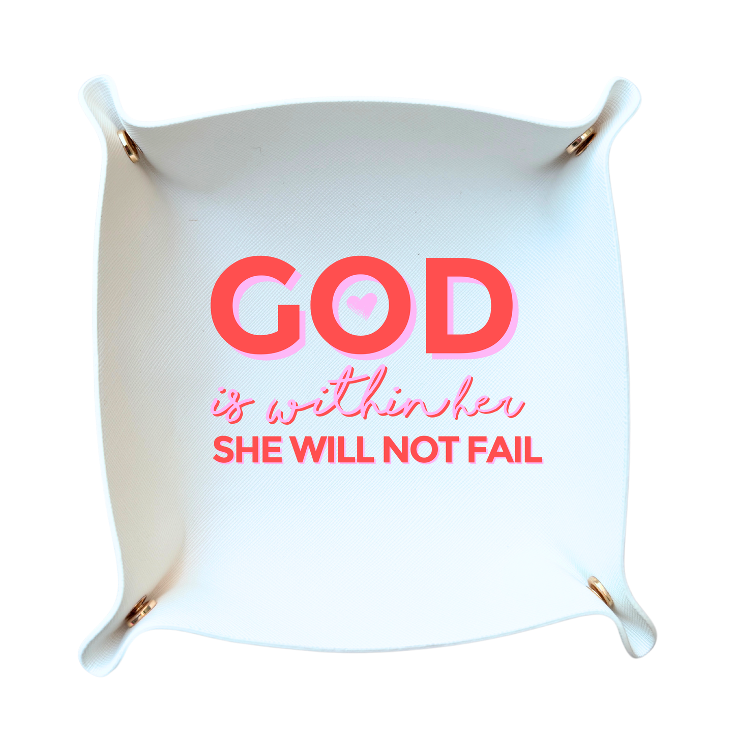Christian gift tray God is within her trinket tray colorful