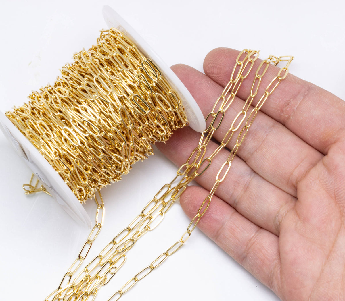 14K Gold Paperclip Small Chain for Jewelry Making CHG478